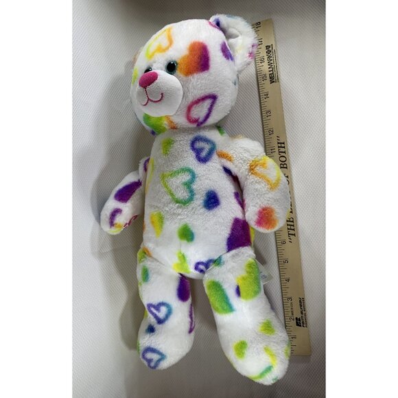 Build-A-Bear Rainbow Hearts Teddy Bear White Plush Valentine Stuffed Animal 18" - Picture 10 of 13